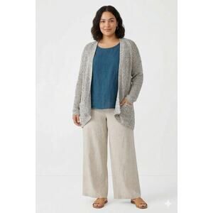 Eileen Fisher Speckled Cotton Knit open cardigan NWT
